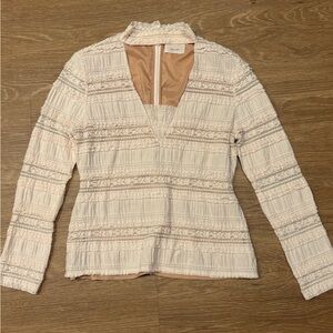 Cinq a Sept Cream Lace Women's Top